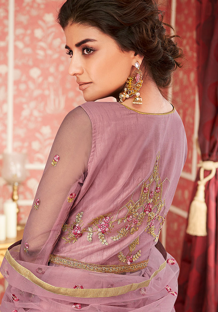 Purple Embroidered Anarkali