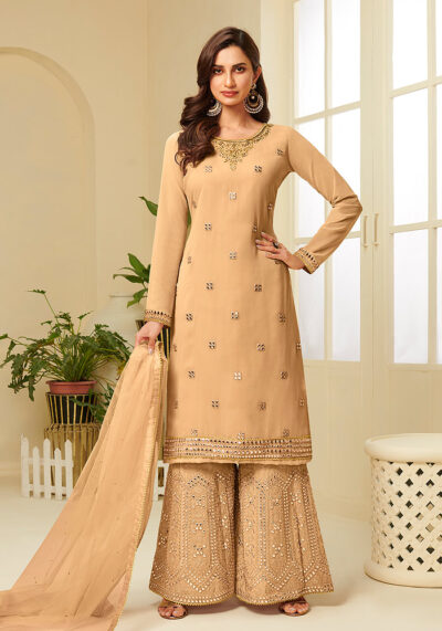 Yellow Embroidered Sharara suit