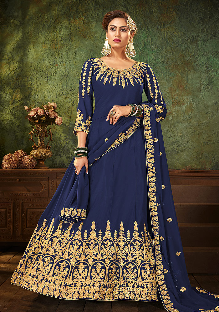 Blue Heavy Embroidered Anarkali