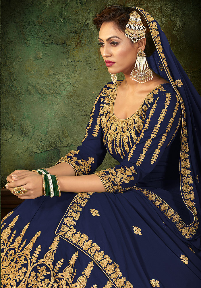 Blue Heavy Embroidered Anarkali