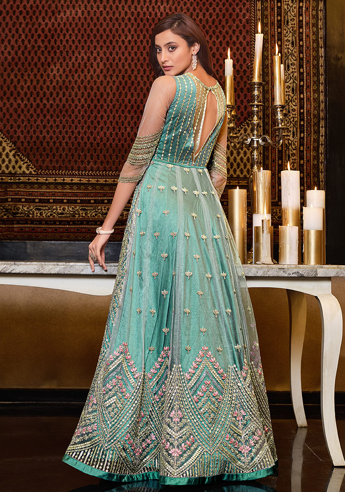 Mint Green Embroidered Anarkali Gown