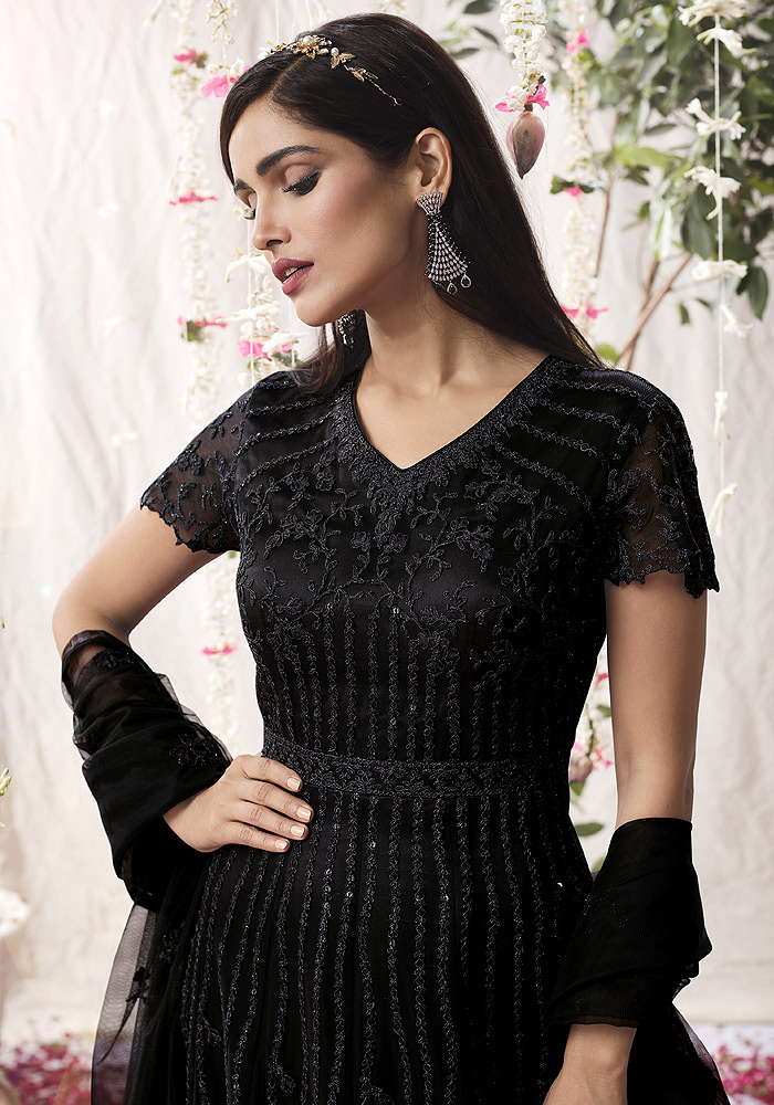Black Embroidered Anarkali